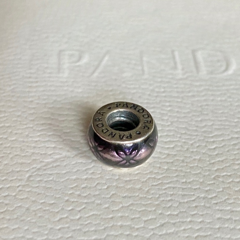PANDORA purple and sterling silver spacer charm